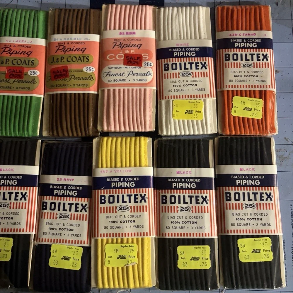 J&P Coats Boiltex Piping Trim Lot 3yd Multicolor Vintage Cotton Corded M.951